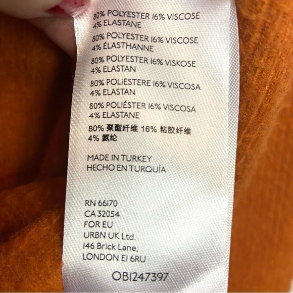 Anthropologie Orange Rust Color Mock Neck Sweater Tunic Side Slit Pullov… - Picture 6 of 8